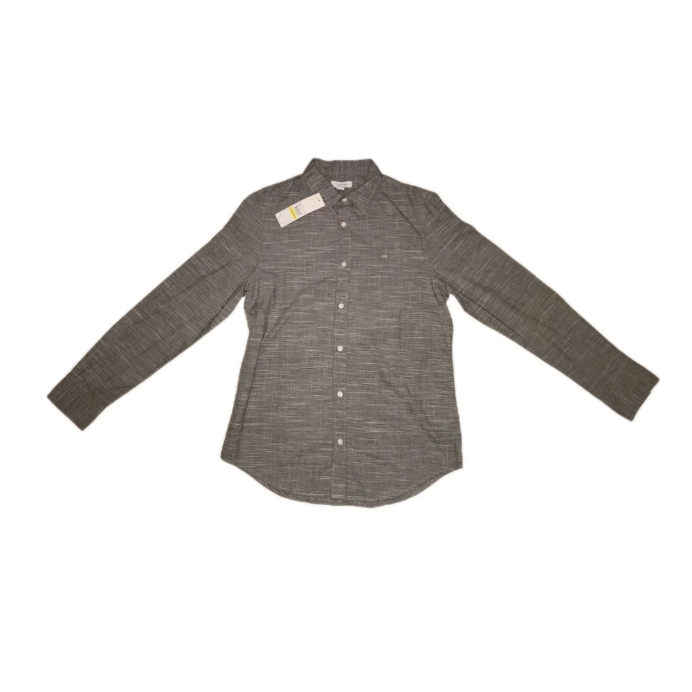 *NWT* MSRP $80 Mens Med Calvin Klein Long Sleeve Button Down Grey Dress Shirt